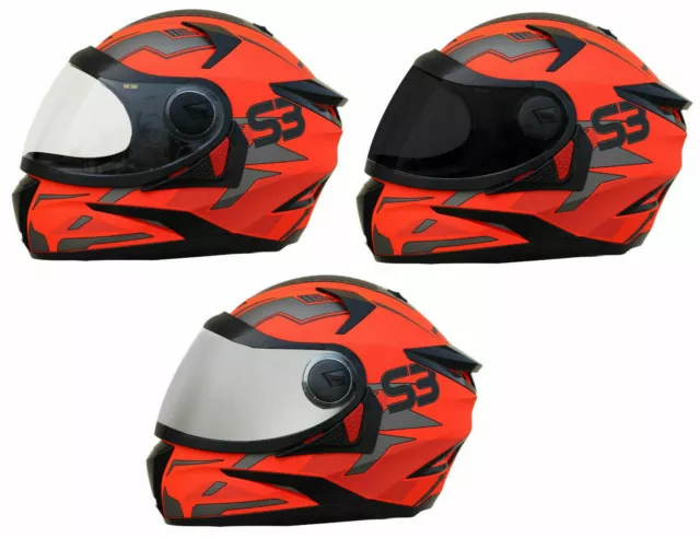 Steelbird "SBH-17 ROBOT TERMINATOR" Gloss Fluo Red Full Face Motorcycle Helmets