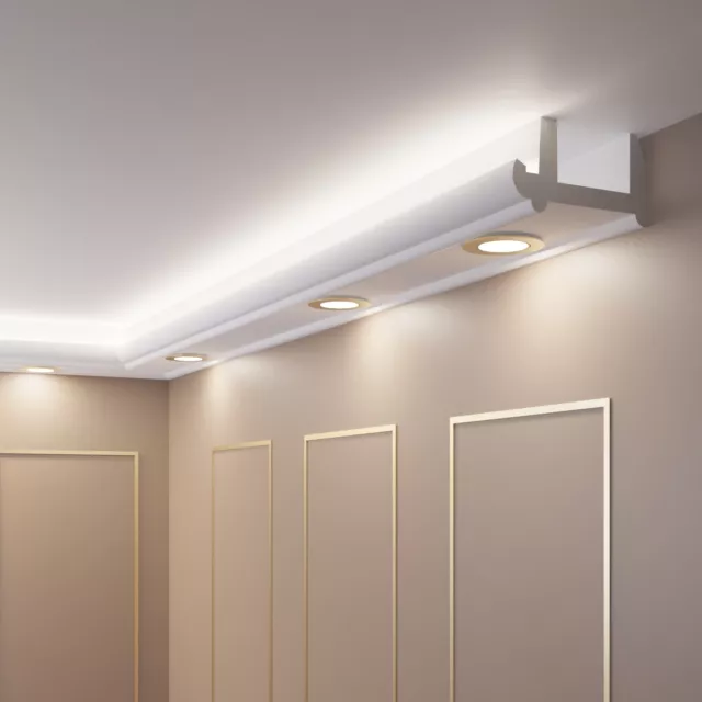 20 Metros + Ecke LED Moldura de Estuco Tapa Perfil para Indirecta Pared OL-56