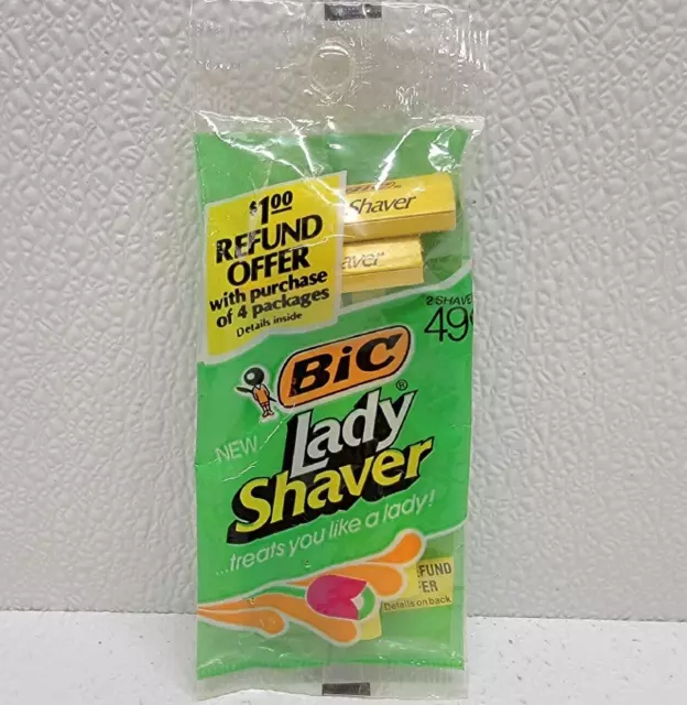 Vintage Bic Lady Shaver Package of 2 Yellow Razor - New NOS - TV Movie Prop