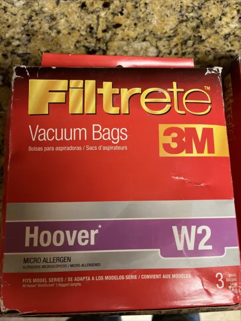 NEW Hoover W2 Micro Allergen Vacuum Bags 3 Pck WindTunnel Upright by Filtrete 3M