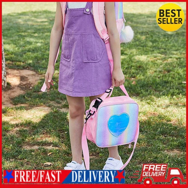 Bolso de Mano Kawaii Térmico Lámina de Aluminio Aislado Niña Almuerzo Escolar (Rosa)