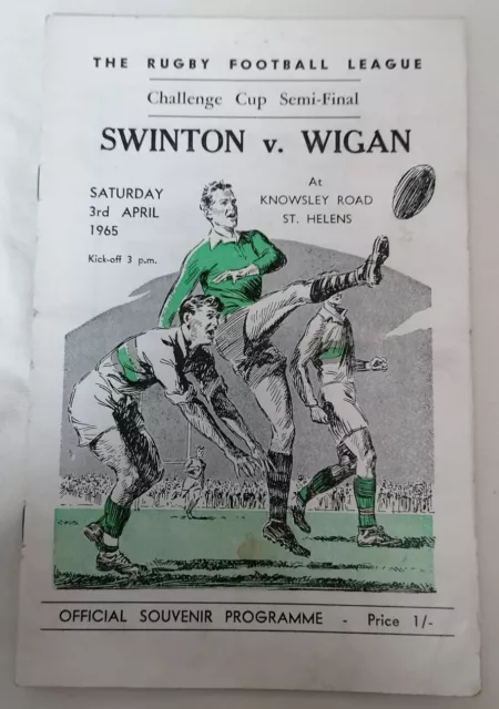 PROGRAMME - Rugby League Swinton V Wigan Saturday 3rd April 1965