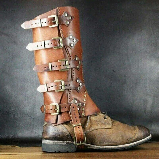 Viking Warrior Knight Cuir Jambe Armor Médiévale Greaves Chaussures Covern Larp