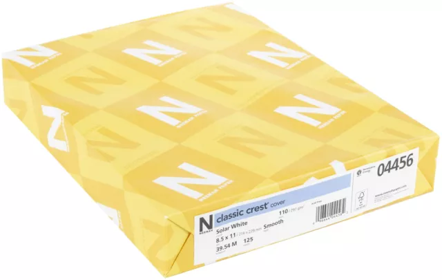 Neenah 110lb Classic Crest Cardstock 8.5X11 125g-Solar White NOB