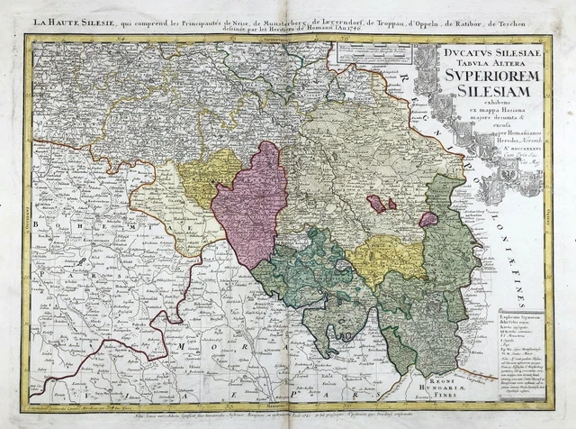 Gravure Originale Carte De Wroclaw Silésie Vers 1758 - Occasion - Format 16x20 Cm
