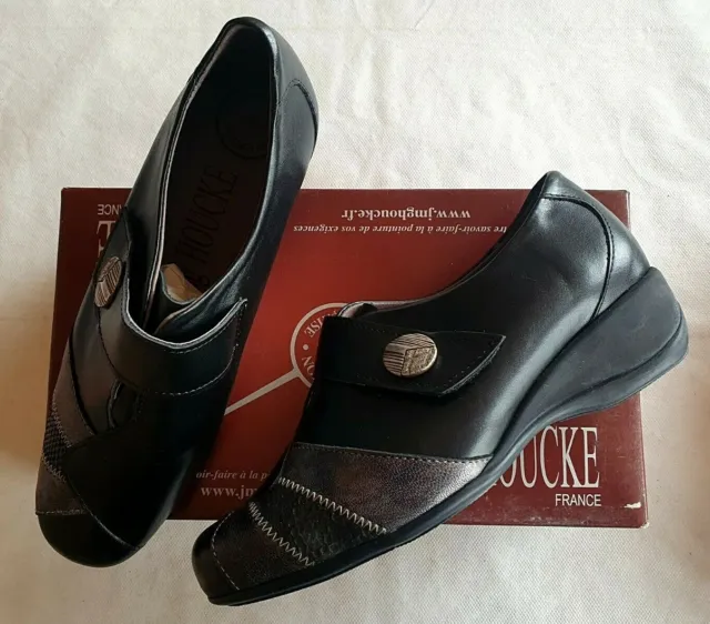 Chaussures en cuir noir/oxyde neuves Jmg Houcke modèle Palisse taille 35,5 (pa)
