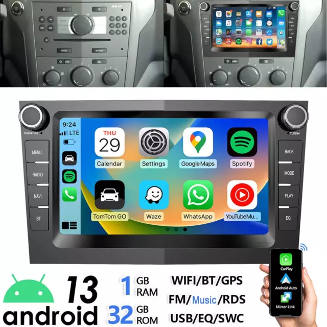 Android 13 Apple Carplay Autoradio GPS Navi Für Opel Astra H Corsa C D Zafira B