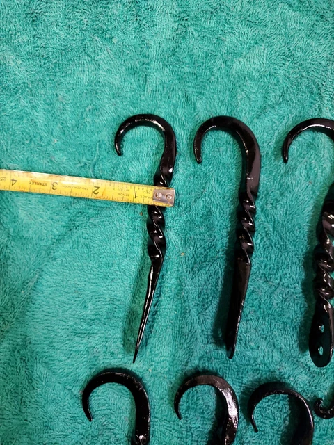 COAT HOOKS.POTS AND PANS.INDOORS OUT DOOR HOOKS HAND FORGED.12 hooks total