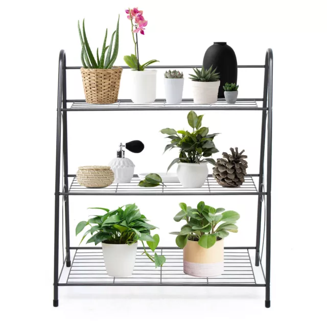 3-Tier Metal Plant Stand Flowerpot Rack Holder Indoor/Outdoor   Wrought Iron