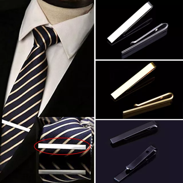 Hommes Cravate Clips Élégant Métal Barre Pinch Fermoire Fête Mariage Linge Décor