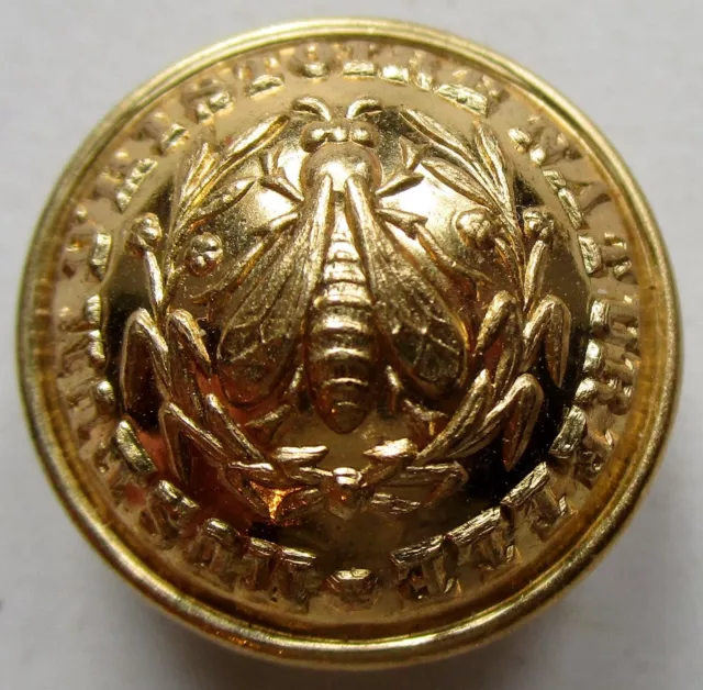 Bouton bombé en métal doré du 19è : Muséum d'Histoire Naturelle à l'abeille GM