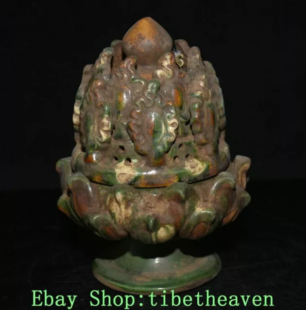 6.8" Old Chinese Tangsancai Porcelain Dynasty hollow out Flower incense burner