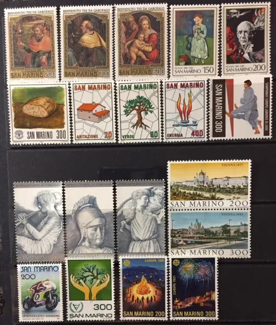 San Marino 1981 - Complete Year, 19 stamps MNH