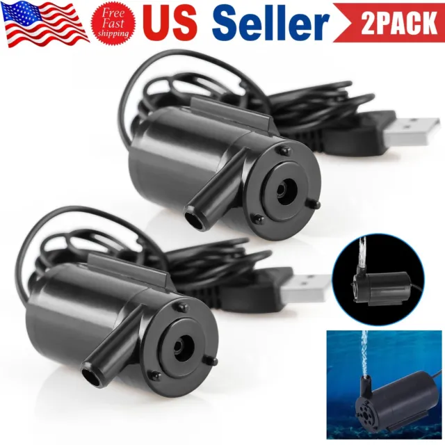 2Pc Mini Water Pump Small Mute Submersible 1 M USB Cable Garden Home Fountain