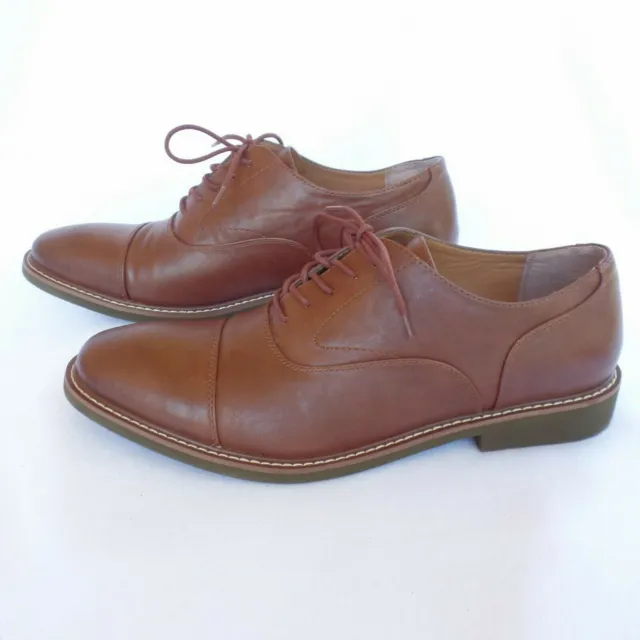 GUESS Mens 12 Brown Faux Leather Lace-Up Dress Shoes Vintage Oxford Loafers EUC