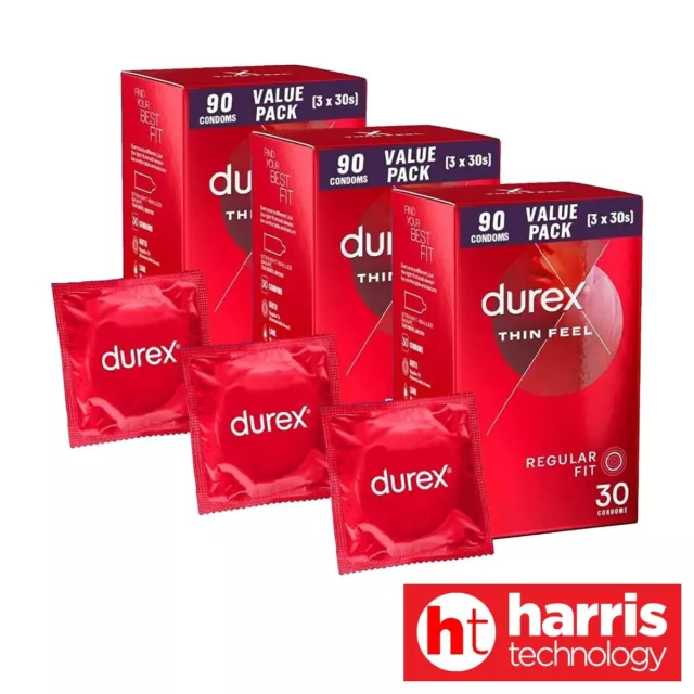 Durex [3PK] Fetherlite Ultra Thin Feel Condoms 20% Thinner Greater Sensitivity