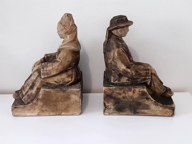 Anciens Serre-livres Couple Arlésien Polychrome - Objet Provençal Des Années 1920 - Fait Main - Occasion