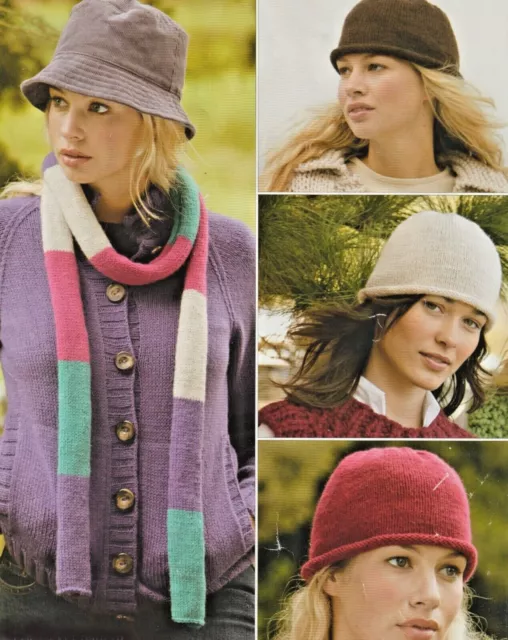 1365 Lady's Hats & Scarf - Adult - DK Vintage Knitting Pattern Reprint