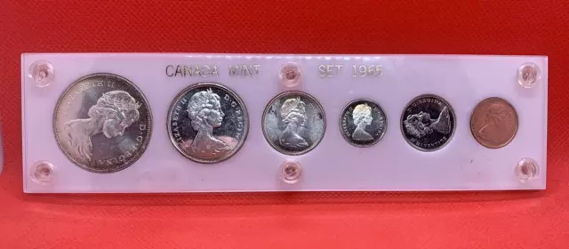 1965 Silver Canada 6 Coin Set Royal Canadian Mint Set in Capital Plastic Holder