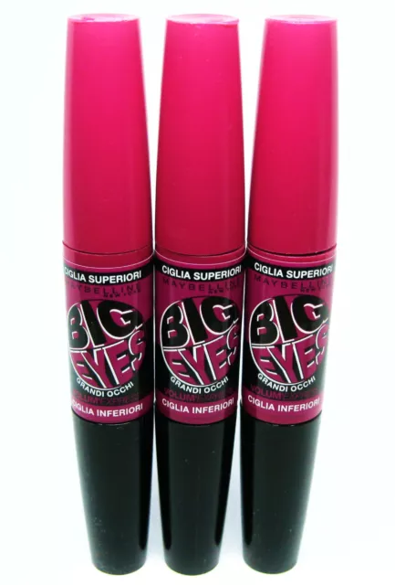 3x MAYBELLINE BIG EYES MASCARA BLACK  / schwarz