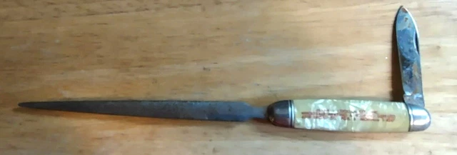 Vintage Conoco Letter Opener Knife With Mother Of Pearl Handle, Advertising MCM