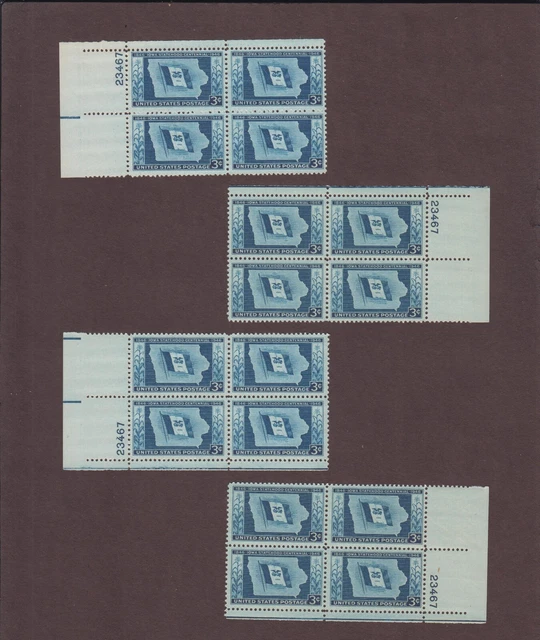Us, 942, Iowa, 4 Matched Corners, Mnh Vf Plate Blocks, 1940'S