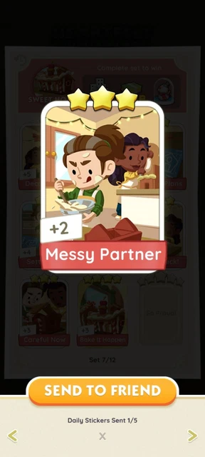 Messy Partner 3⭐️ - Set 7 - Monopoly Go Sticker Card