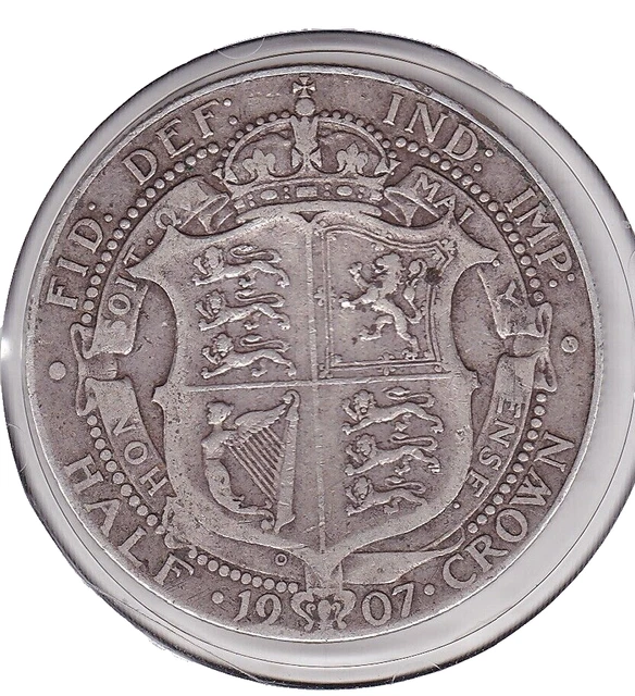 Sharp  1907   Sterling   Silver  King   Edward  VII   Half  Crown  (2/6d)