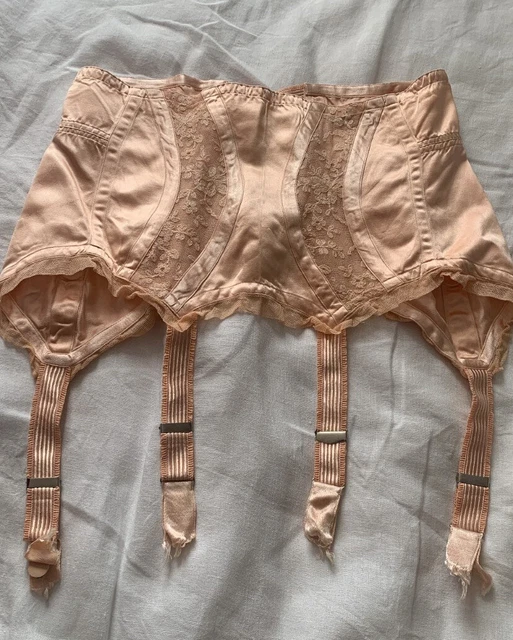 Corsetto Vintage anni '50 Cintura Sospensione Collezionista Italiano Seta Rosa Lingerie