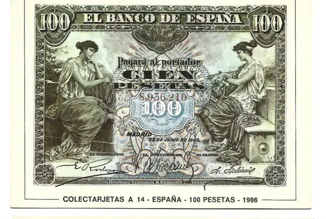 España Tarjeta postal Ilustrada con Billete del año 1906 (FF-374)