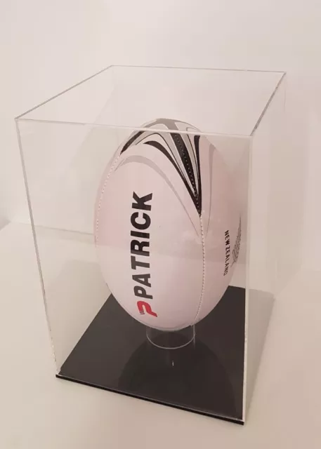 Rugby Ball Display Case Acrylic / Perspex Upright with Black Base 2