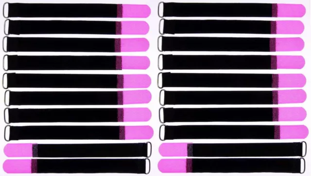20x Kabelklettband 20 cm x 20 mm neon pink Klettband Klett Kabel Binder Band Öse