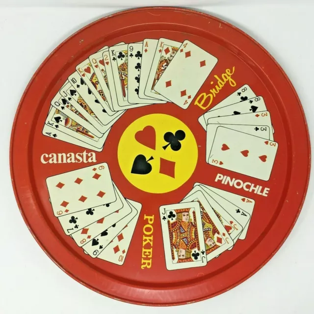 Vintage Poker Decor Cards Bridge Canasta Pinochle Card Suits Snack Tray Gambling