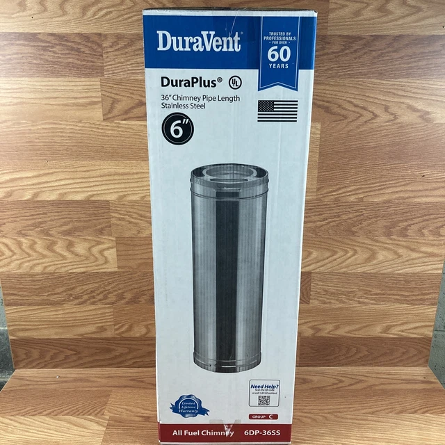 DuraVent DuraPlus Triple Wall 6" x 36" All Fuel Chimney Stove Pipe 6DP-36SS