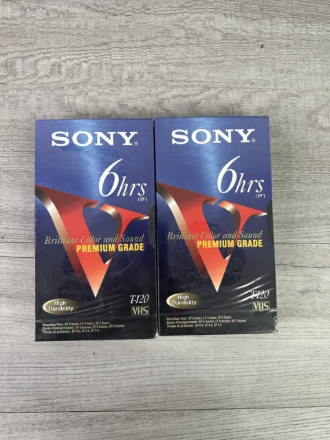 Lot of 2 Sony VHS Tapes 6 Hours T-120 New Sealed