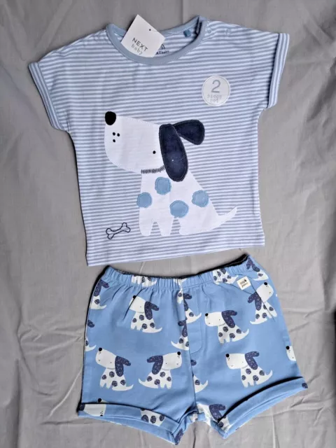 NEW Next Baby Boys Blue Dog T-shirt & Shorts Set Outfit