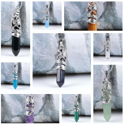 Hexagonal Necklace Chakra Healing Natural Quartz Crystal Point Pendant Jewelry