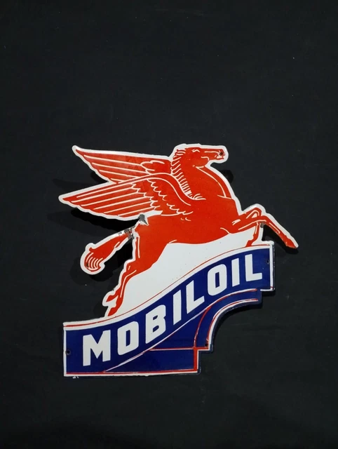 Porcelain Mobiloil Enamel Metal Sign Size 22.5" x 20.5" Inches