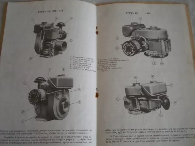 vintage Stationary engine instruction manual Bernard Moteurs 18 218 318 28 328