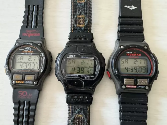 Mens TIMEX IRONMAN Watches - Triathlon - Stealth - Indiglo - Working - Lot of 3