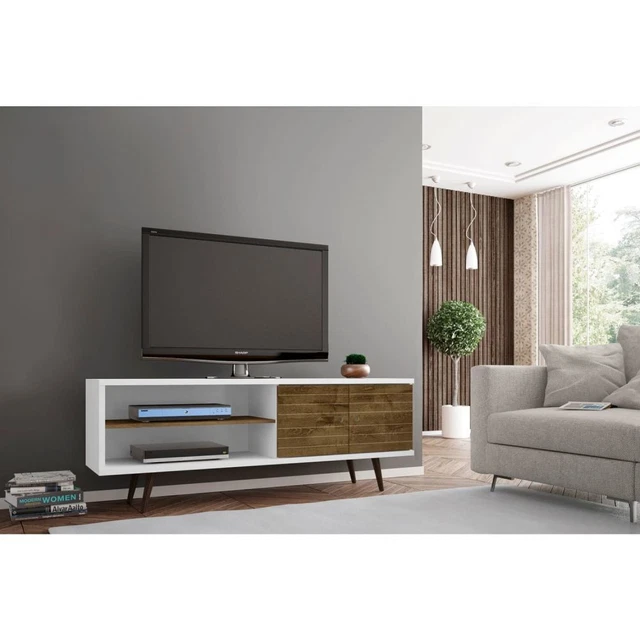 Manhattan Comfort Liberty 62.99 Mid-Century Modern TV Stand with 3 Shelves and 2