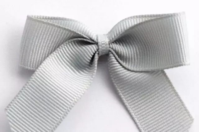 Large 5cm Silver Grosgrain Bows Self Adhesive Pre-Tied 16mm Ribbon Craft