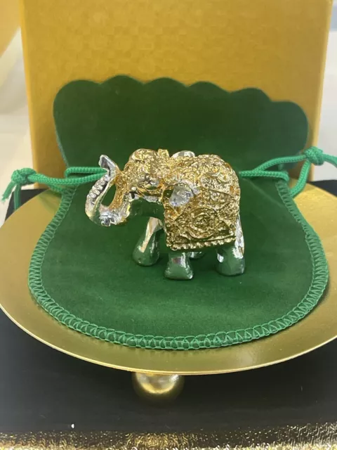 24k reines Gold und 999 rein versilbert wunderschöner glücklicher Elefant für Fülle