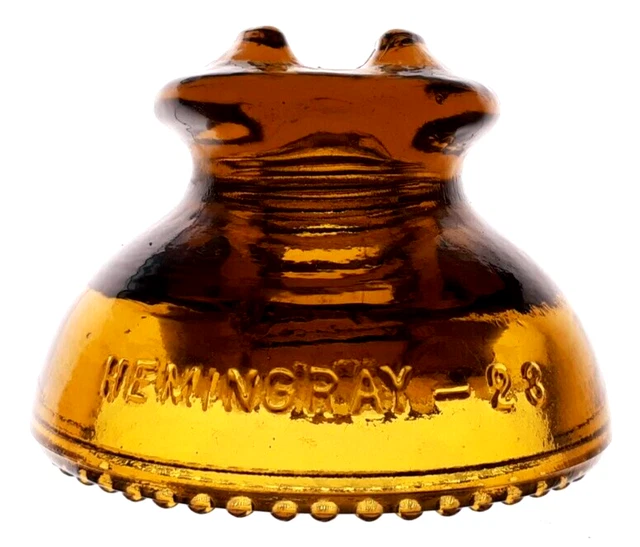 CD 241 Amber HEMINGRAY - 23 Antique Glass Telegraph Insulator G2