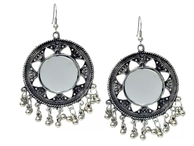 Indian Bollywood Silver Oxidized Jhumka Jhumki Afghani Ethnic Earrings Jewelry