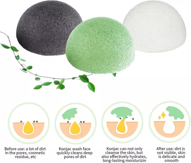 Premium Organic Konjac Sponge | 3 pack | sponges | Biodegradable Face Exfoliator