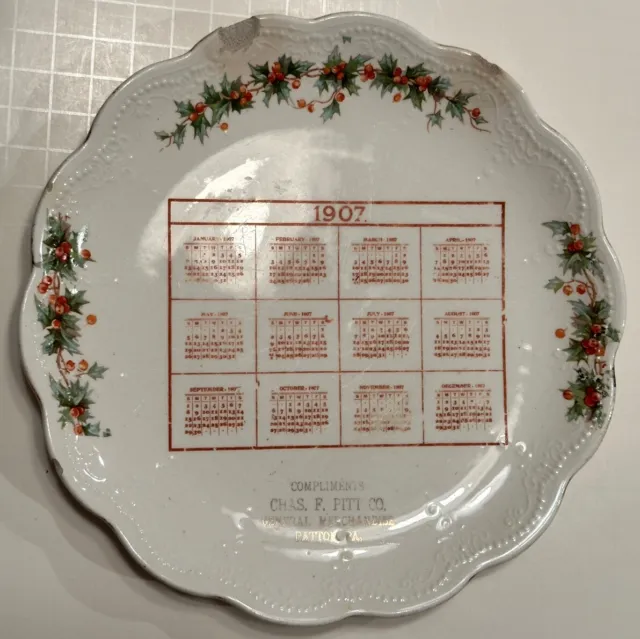 1907 Dresden China Plate Advertising for Chas. F. Pitt Co. Patton, PA