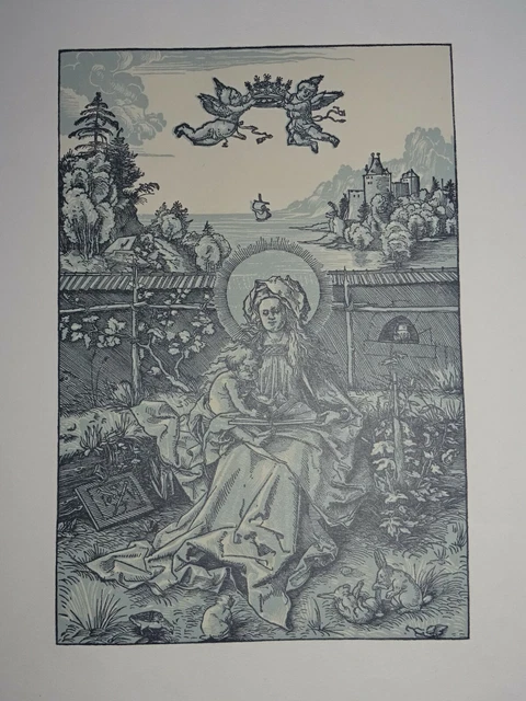 Vintage Presión Gráfico Reichsdruckerei Berlín Núm 299 Santo Virgen