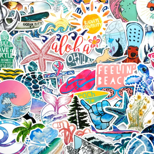 ⭐ 50 Piezas Strand / Viaje/Vacaciones/Surfing Style Stickerbomb - Pegatina 2