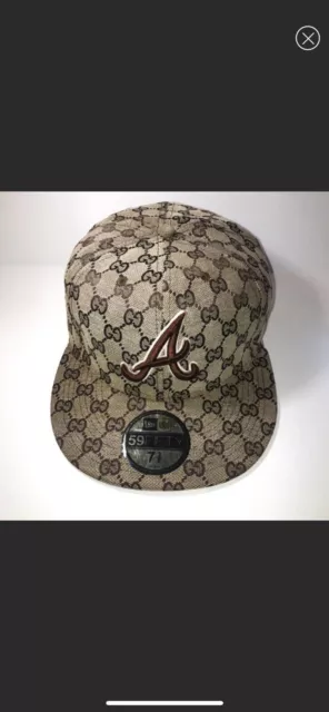 Rare Vintage New Era 59 Fifty Atlanta Braves Gucci Monogram Fitted Cap 7 3/8 Y2K